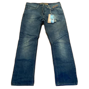 NWT Calik Denim Button Fly Jeans 5 Pocket Distressed Medium Wash 34” x 31”